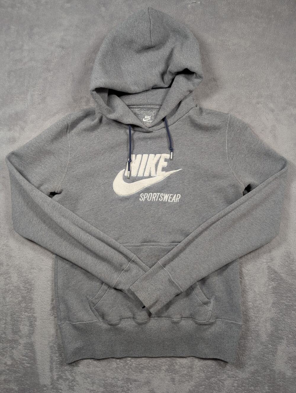 Nike Sportwear Sweatshirt Hoodie Womens Size Medium Gray Logo Swoosh Streetwear